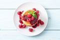 pancake with fresh raspberries Royalty Free Stock Photo