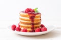 pancake with fresh raspberries Royalty Free Stock Photo