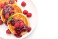 pancake with fresh raspberries and raspberry sauce Royalty Free Stock Photo