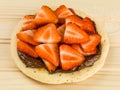 Pancake With Fresh Sliced Strawberries and Chocolate Spread Royalty Free Stock Photo