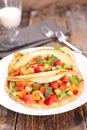 Pancake with strawberry, apple and kiwi Royalty Free Stock Photo