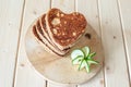 Pancake hearts on a wooden background