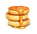 Pancake with honey. Sweet dessert breakfast