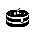 Black solid icon for Pancake, raspberry and pastry Royalty Free Stock Photo