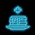 pancake with maple syrup neon glow icon illustration