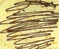 Pancake with melted chocolate texture background.