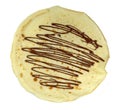 Pancake with melted chocolate isolated. Royalty Free Stock Photo