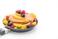 pancake with mix fruits (strawberry, blueberries, raspberries, m Royalty Free Stock Photo