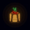 Pancake neon icon. Simple thin line, outline vector of web icons for ui and ux, website or mobile application