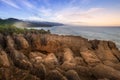 Pancake rock with beatiful sky at Punakaiki, New Zealand. Royalty Free Stock Photo