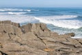 The Pancake Rocks - sediment rock formation in New Zealand Royalty Free Stock Photo