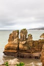 Pancake Rocks. Stone castles of Paparoa national park, South Island, New Zealand Royalty Free Stock Photo