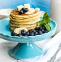 Pancake stack with blueberry and butter Royalty Free Stock Photo