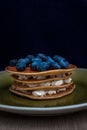 Pancake stack with cottage cheese