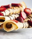 Pancake with strawberry and chocolate Royalty Free Stock Photo