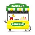 Pancake street food cart. Colorful vector image