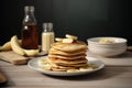 Pancake syrup stack. Generate Ai