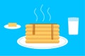 Vector pancakes illustration. Baking with syrup. Breakfast concept.