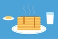 Vector pancakes illustration. Baking with syrup. Breakfast concept.