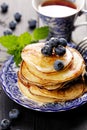 Pancakes with addition of fresh blueberries