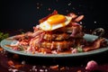 pancakes with bacon and an egg on top Royalty Free Stock Photo