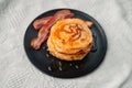 Pancakes and Bacon with Honey Royalty Free Stock Photo