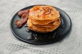 Pancakes and Bacon with Honey Royalty Free Stock Photo