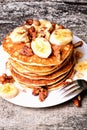 Pancakes with banana & walnut