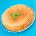 Pancakes on a blue background