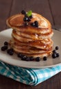 Pancakes with blueberries and maple syrup Royalty Free Stock Photo