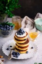 Pancakes with blueberry..style  .selective focus Royalty Free Stock Photo