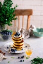 Pancakes with blueberry..style  .selective focus Royalty Free Stock Photo