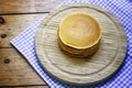 Pancakes breakfast on wooden background