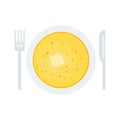 Pancakes, butter on a plate. Vector drawing in a flat style
