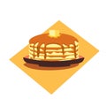 Pancakes with Butter and Syrup flat vector icon