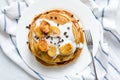 Pancakes with caramelized bananas Royalty Free Stock Photo