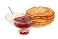 Pancakes,cheese and jam.