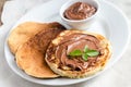 Pancakes with chocolate cream Royalty Free Stock Photo