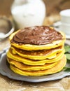 Pancakes with Chocolate Cream Royalty Free Stock Photo