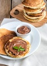 Pancakes with chocolate cream Royalty Free Stock Photo