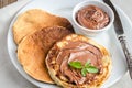 Pancakes with chocolate cream Royalty Free Stock Photo