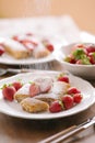 Pancakes with cottage cheese and strawberry