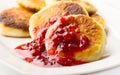 Pancakes with cranberry jam Royalty Free Stock Photo