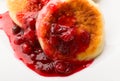 Pancakes with cranberry jam Royalty Free Stock Photo