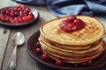 Pancakes with cranberry jam Royalty Free Stock Photo