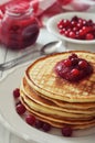 Pancakes with cranberry jam Royalty Free Stock Photo