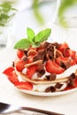 Pancakes with curd cheese and strawberries Royalty Free Stock Photo