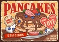 Pancakes dessert vintage flyer colorful Royalty Free Stock Photo