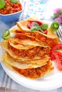 Pancakes filled with minced meat and vegetables Royalty Free Stock Photo