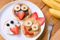 Pancakes With Funny Faces Decorated For Kids